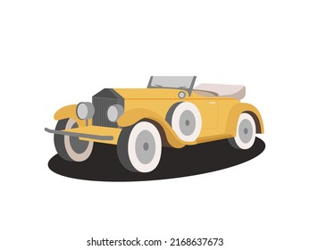 Auto clásico retro aislado en un fondo blanco. Ilustración vectorial plana