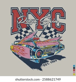 Retro classic car racing design