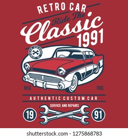 Retro Classic Car Tshirt Design