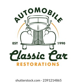 Retro classic car vector illustration, perfect for t shirt design and Automobile service restorations logo design