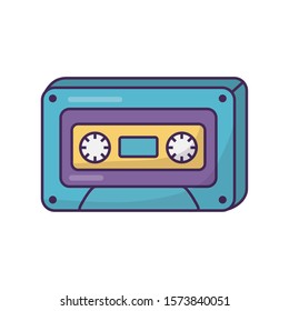 retro classic cassette music icon on white background vector illustration