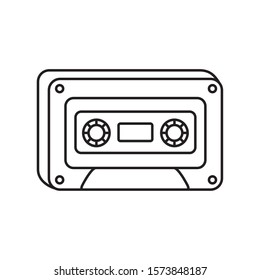 retro classic cassette music icon on white background vector illustration thick line