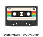 Retro Classic Cassette Tape Clip Art Rainbow Colors Record Music Radio Audio Vintage Cute Case Illustration 