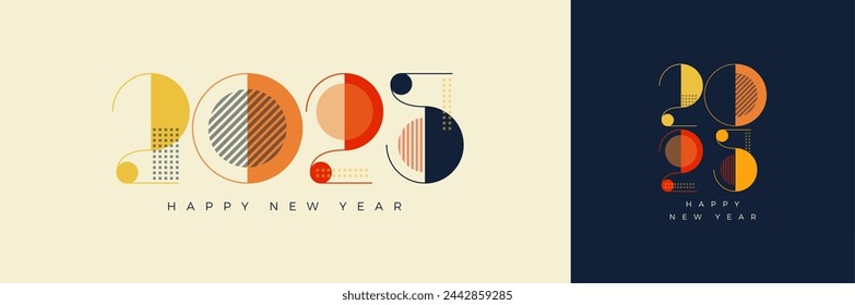 Retro classic colorful number 2025. For the happy new year 2025 celebration design. Premium vector unique and rare design.