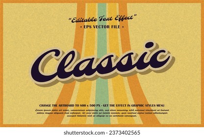 Retro Classic editable text effect template vector 
