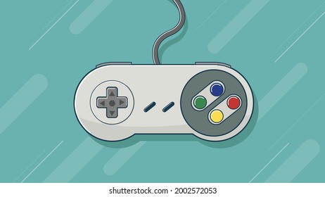 Retro Classic Game Controller With Colorful Background