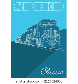 retro classic locomotive transport poster design. Classic train trend for retro poster and postcard designs. vintage train illustration.