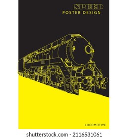retro classic locomotive transport poster design. Classic train trend for retro poster and postcard designs. vintage train illustration.