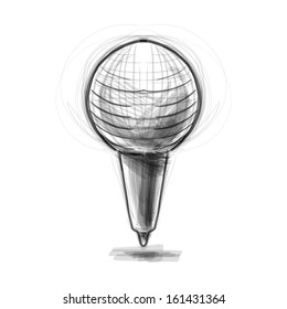 Retro classic microphone. Cartoon sketch vector illustration