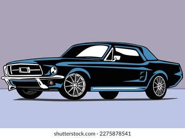 Retro classic muscle car vector design