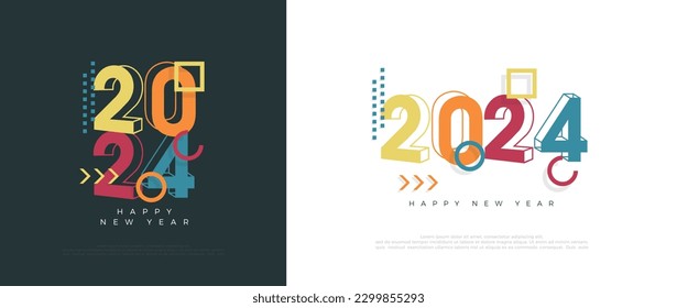 Retro classic number 2024, For the celebration of happy new year 2024. Premium vector illustration for banners, posters, calendars and greetings for happy new year 2024.