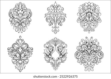 Retro classic style engraved ornament silhouettes