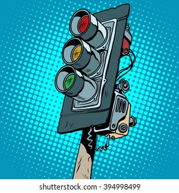 Retro classic three-color traffic light