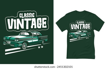 Retro Classic Vintage Car, Car t shirt design vector illustration