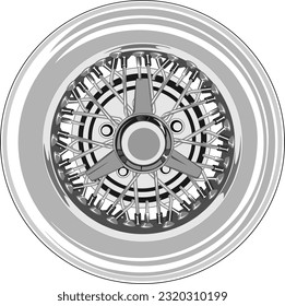 retro classic vintage oldschool wheel rim steel car vector illustration