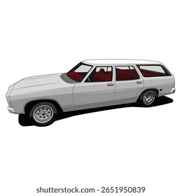 retro classic wagon car vector art