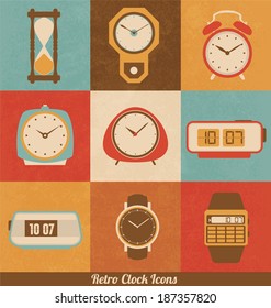 Retro Clock Icon Set