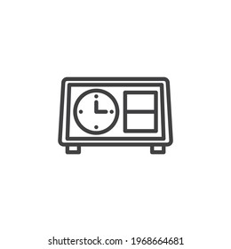 Retro clock line icon. linear style sign for mobile concept and web design. Vintage alarm clock outline vector icon. Symbol, logo illustration. Vector graphics