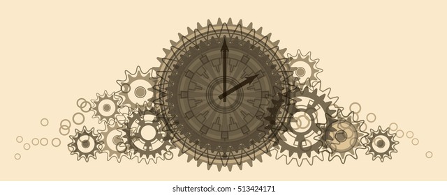 Retro Clock. Pale beige Retro vector illustration.