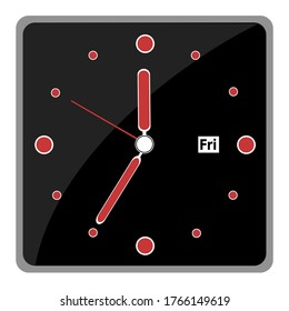 Reloj retro con marcado rojo en negro