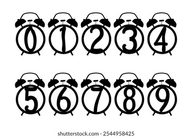 Retro clock- tag with numbers on white background