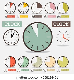 Retro Clock - Time Countdown Vector Set