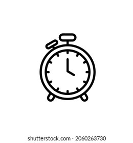 Retro clock with timer line icon. Editable stroke. Minimal illustration. Classic mechanical design
