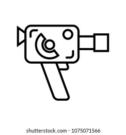 Retro clockwork 8mm film camera on a white background. Vector illustration