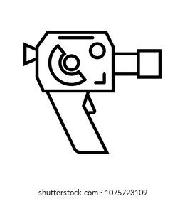 Retro clockwork 8mm film camera on a white background. Vector illustration