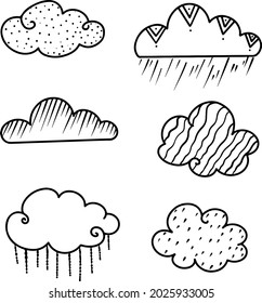 Retro Wolken doodle Set, großartiges Design für jeden Zweck. Elementvektor. Handgezeichnet. Zeichnung. Sommerstil. Nachrichtensymbol. Doodle Sketch Design Elemente. Vektorgrafik-Element.