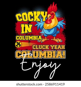 Retro cock t shirt design featuring a funny rooster clipart with vintage charm ideal for chicken farm lovers and farming enthusiasts looking for unique t shirt graphics