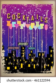 retro Cocktail advertisement sign, free copy space