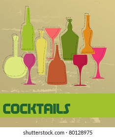 Retro cocktail card design,vector