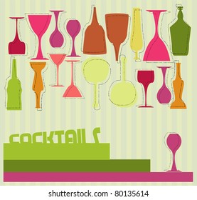 Retro cocktail card design,vector