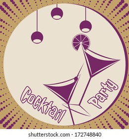 Retro cocktail party card. Vector illustration