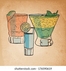 Retro cocktail party card. Vector illustration