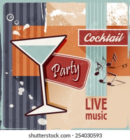 Retro cocktail party - vintage poster art