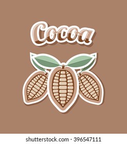 Retro cocoa beans on pale brown background