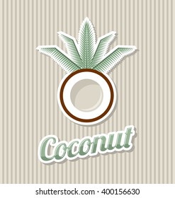 Retro coconut with title on striped background