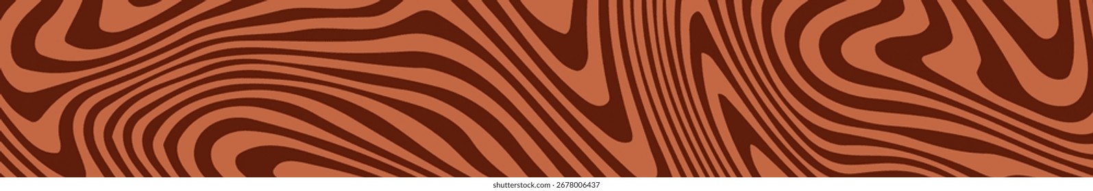 Fundo de cor de café retro. Textura de sobremesa líquida de chocolate de leite. Padrão de doces em espiral ondulado para cartaz, capa, banner, panfleto. Vintage marrom trippy hippie papel de parede em estilo 60s ou 70s. Vetor