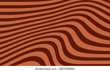 Fundo de cor de café retro. Textura de sobremesa líquida de chocolate de leite. Padrão de doces em espiral ondulado para cartaz, capa, banner, panfleto. Vintage marrom trippy hippie papel de parede em estilo 60s ou 70s. Vetor