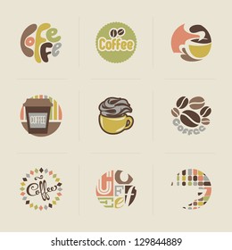 Retro coffee emblems. Set of vector design elements