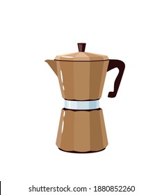 Retro coffee geyser maker. Kitchen utensil. Vector illustration cartoon vintage flat icon isolated on white background.
