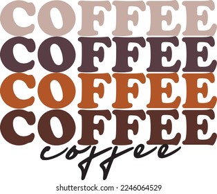 Retro Coffee Graphic Text on a White Background