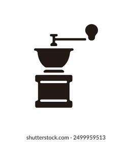 Retro Kaffeemühle Symbol. Flache Silhouettenausführung.