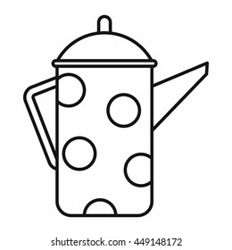 Retro coffee kettle icon in outline style isolated vector illustration