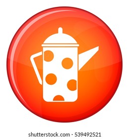Retro coffee kettle icon in red circle isolated on white background vector illustration