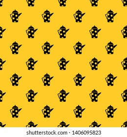 Retro coffee kettle pattern seamless vector repeat geometric yellow for any design