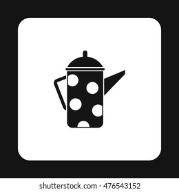 Retro coffee kettle with white dots icon in simple style on a white background