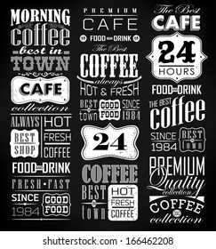 Retro Coffee  Labels and typography background . Coffee decoration collection